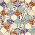 Seamless colorful patchwork in turkish style. Islam, Arabic, Indian, ottoman motifs. Endless pattern can be used for ceramic tile, Royalty Free Stock Photo